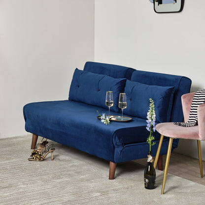 Una Blue Velvet Double Sofa Bed - Laura James