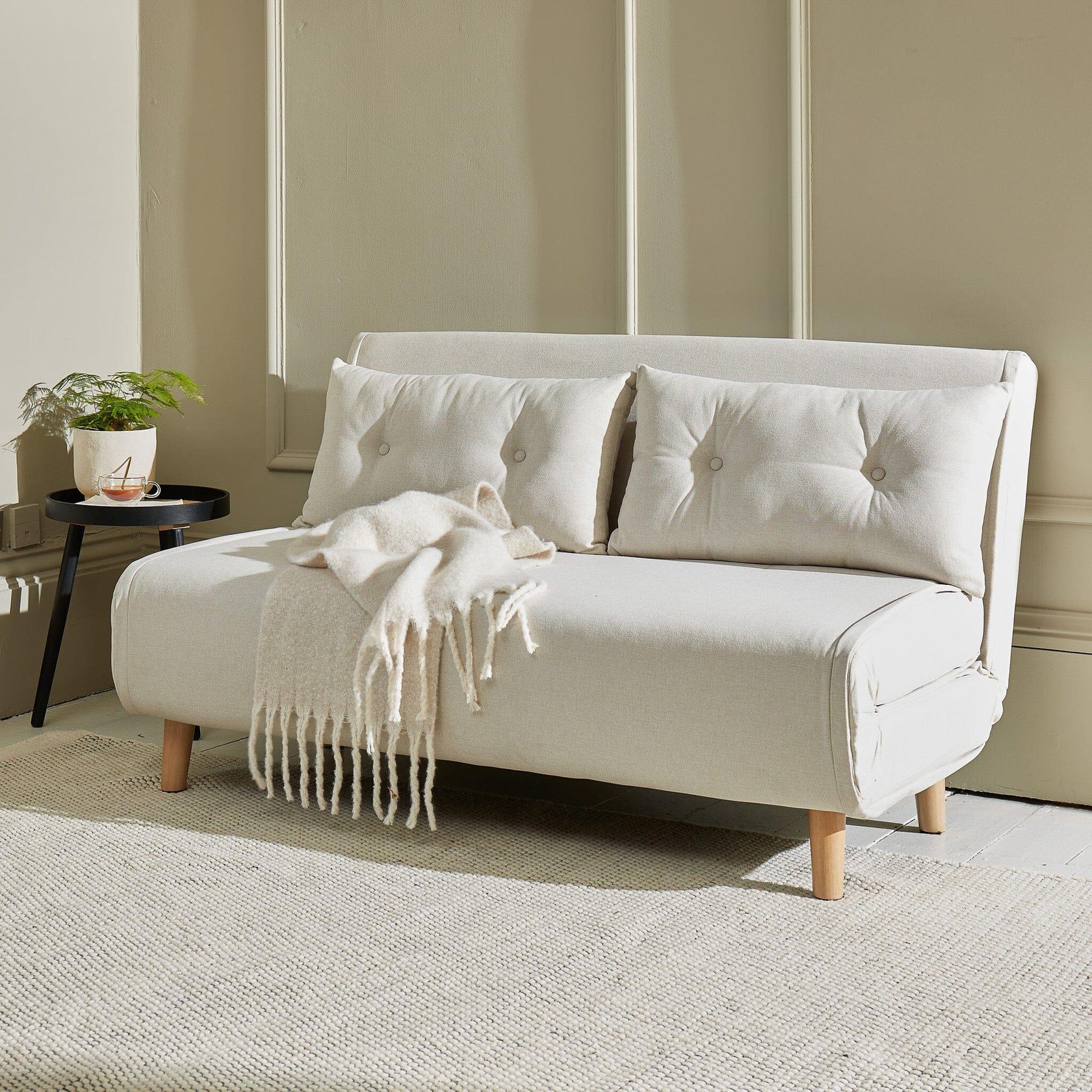 Una Oatmeal Linen Double Sofa Bed - Laura James