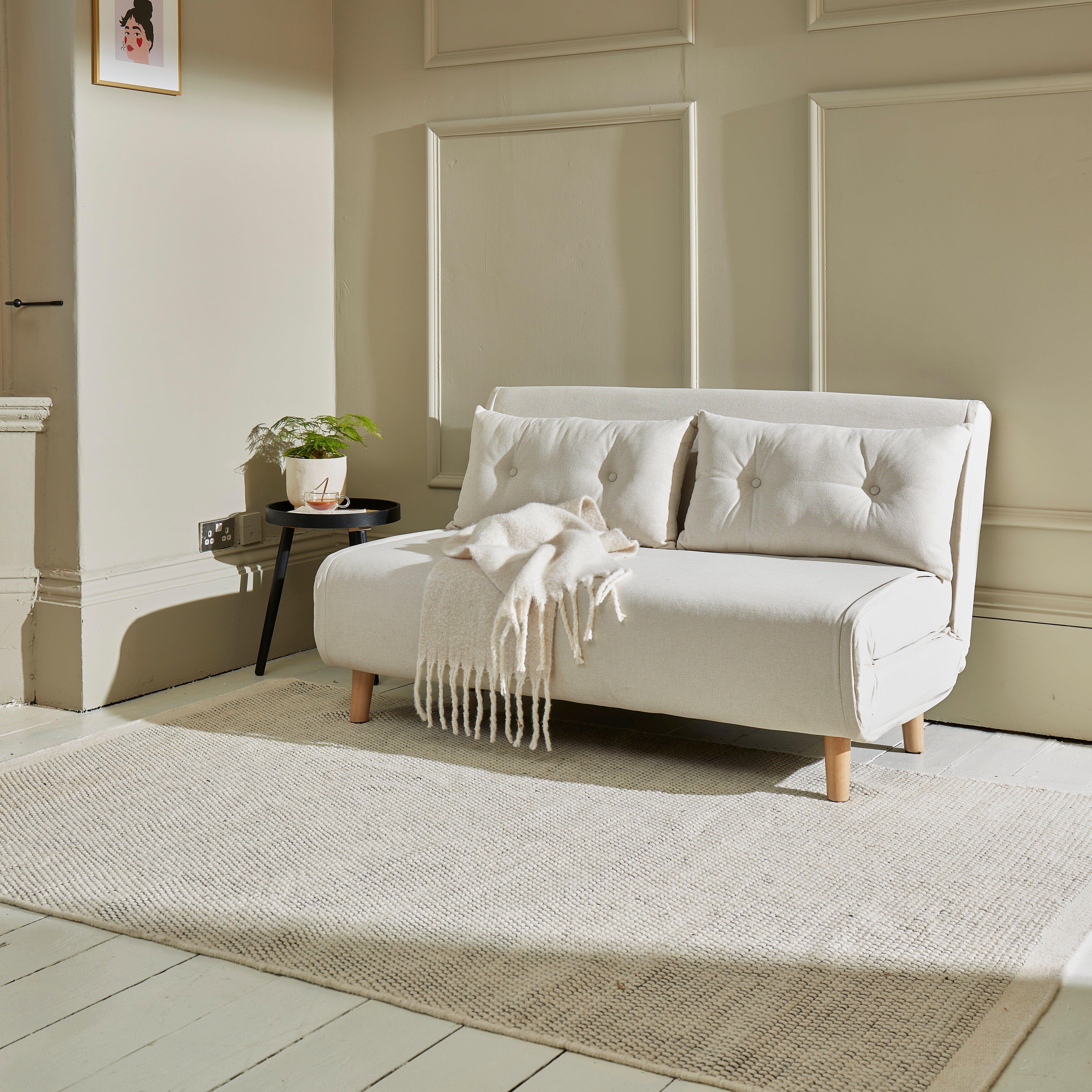 Una Oatmeal Linen Double Sofa Bed Laura James