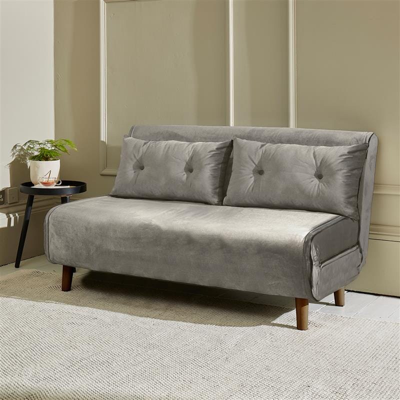 Una Grey Velvet Double Sofa Bed Laura James