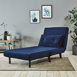 Una Blue Velvet Single Sofa Bed - Laura James