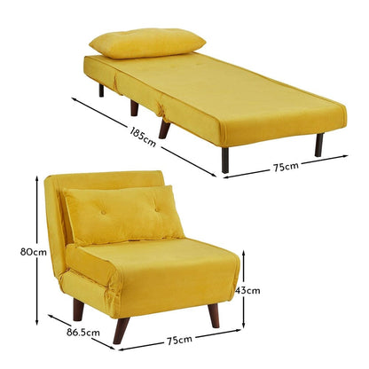 Una Single Sprung Sofa Bed - Mustard Yellow