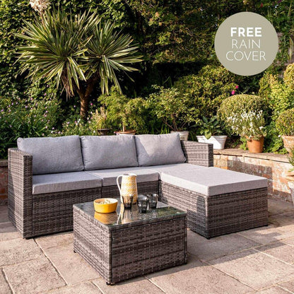 4 Seater Rattan Corner Sofa Set - Grey Weave - Laura James