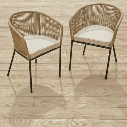 Willow 6 Seater Natural Wood Round Garden Dining Set - Hali Natural Chairs