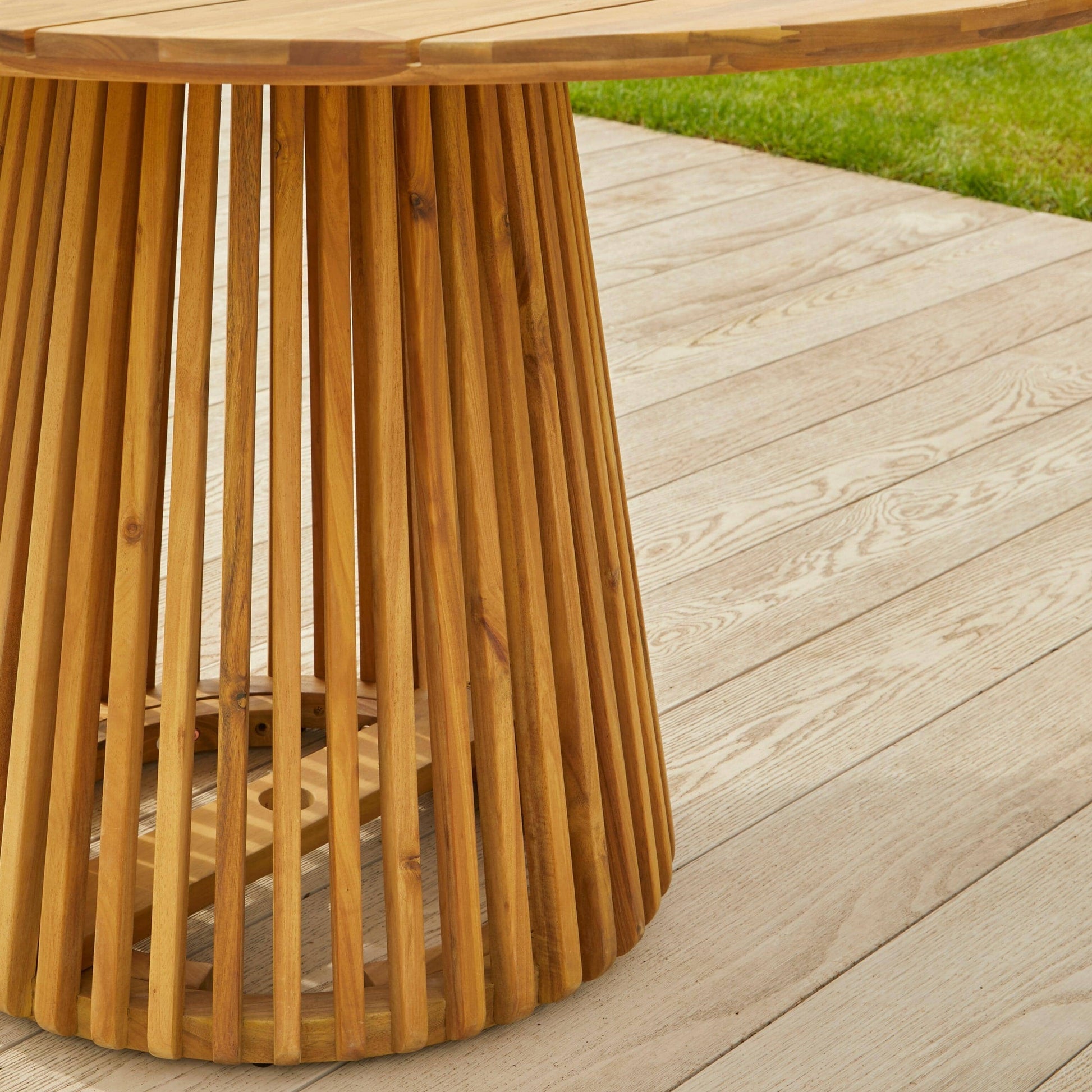 Willow Natural Wood Round Garden Dining Table - Laura James