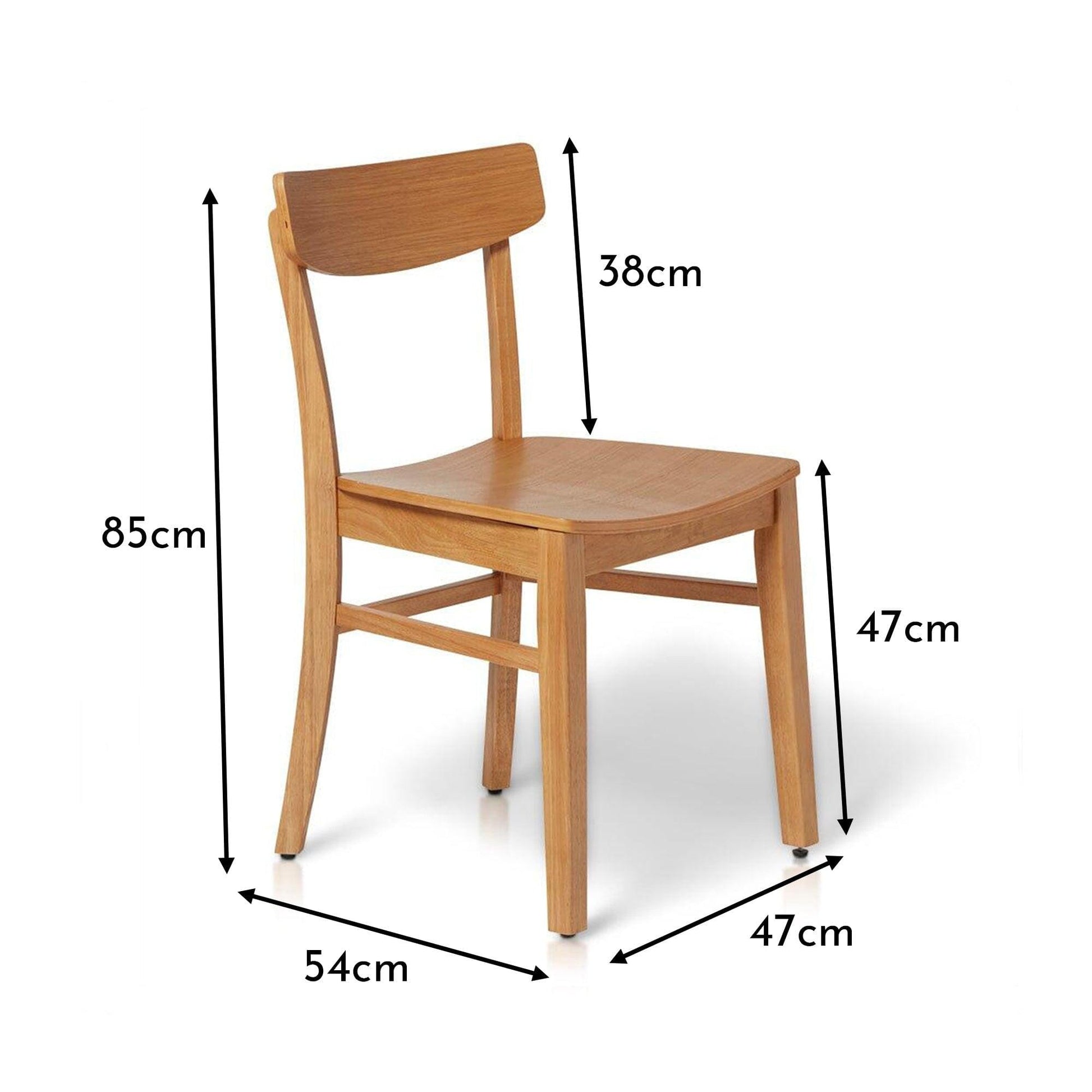 Wooden Dining Chair - Set of 2 - Oak - Laura james