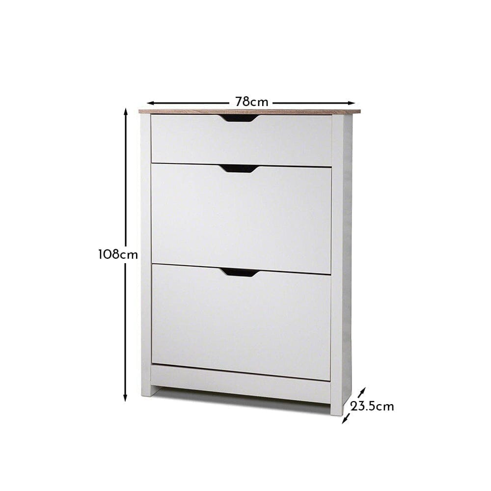 Windsor Shoe Cabinet - 3 Door - Grey