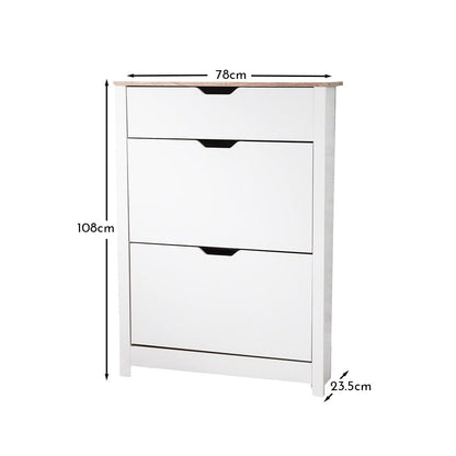 Windsor shoe cabinet - 3 door - white