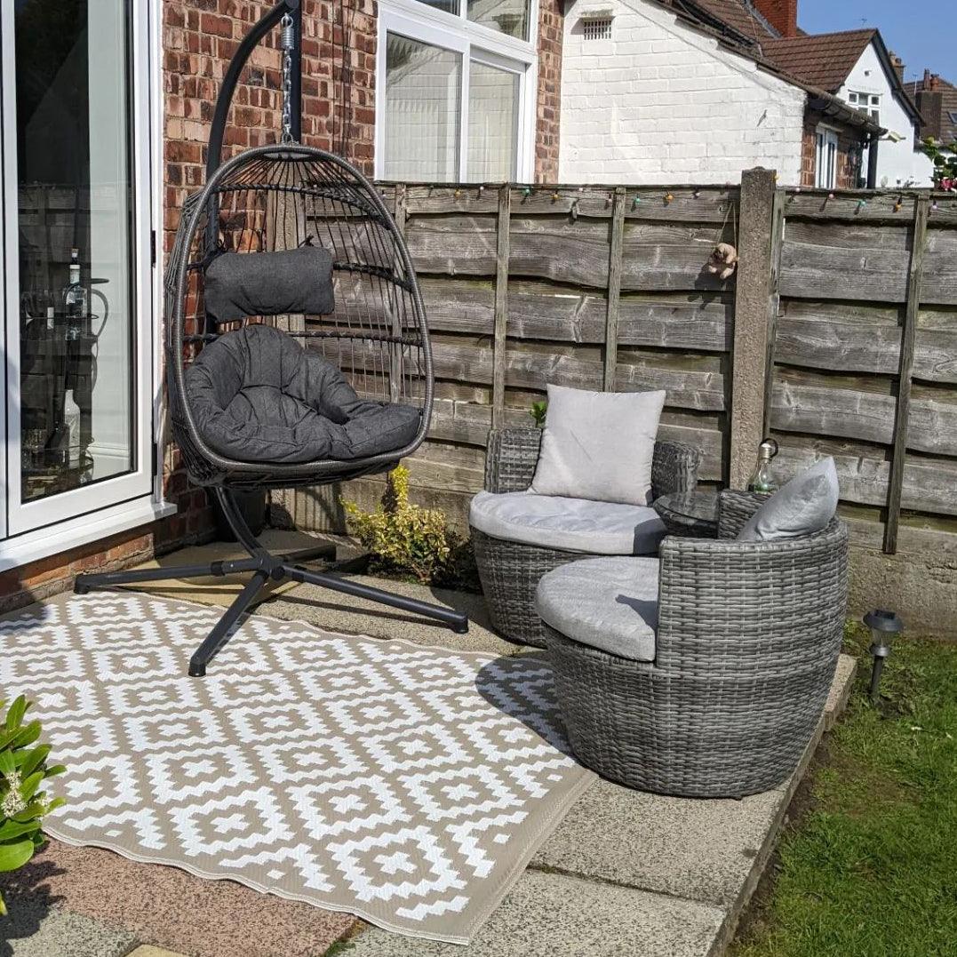 2 Seater Rattan Egg Chair Bistro Set Brown Laura James