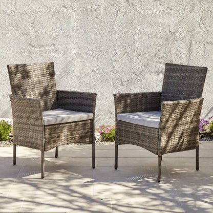 Outdoor Dining Chairs - Set Of 2 - Grey Rattan