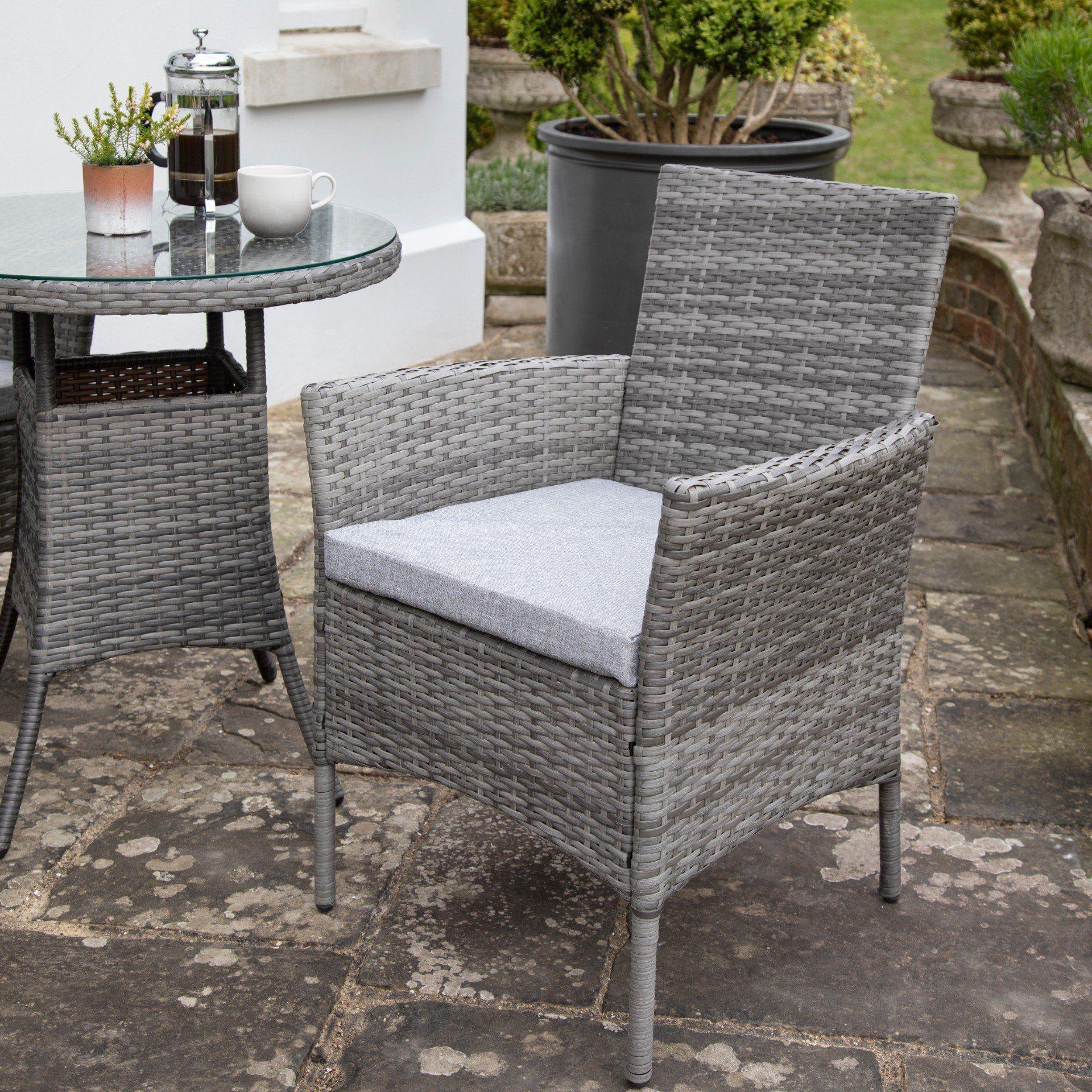 2 Seater Rattan Bistro Dining Set - Grey - Laura James