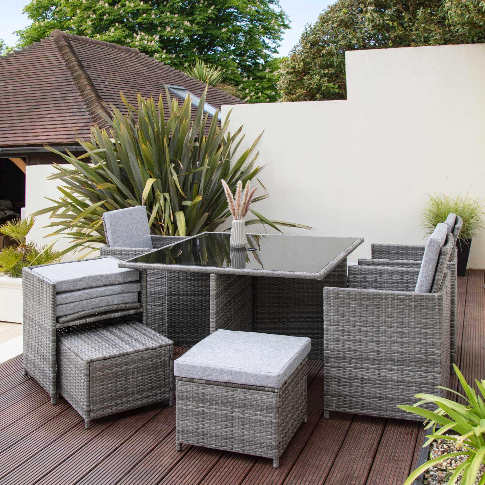 Hartington juliana 8 seater rattan dining set in grey sale