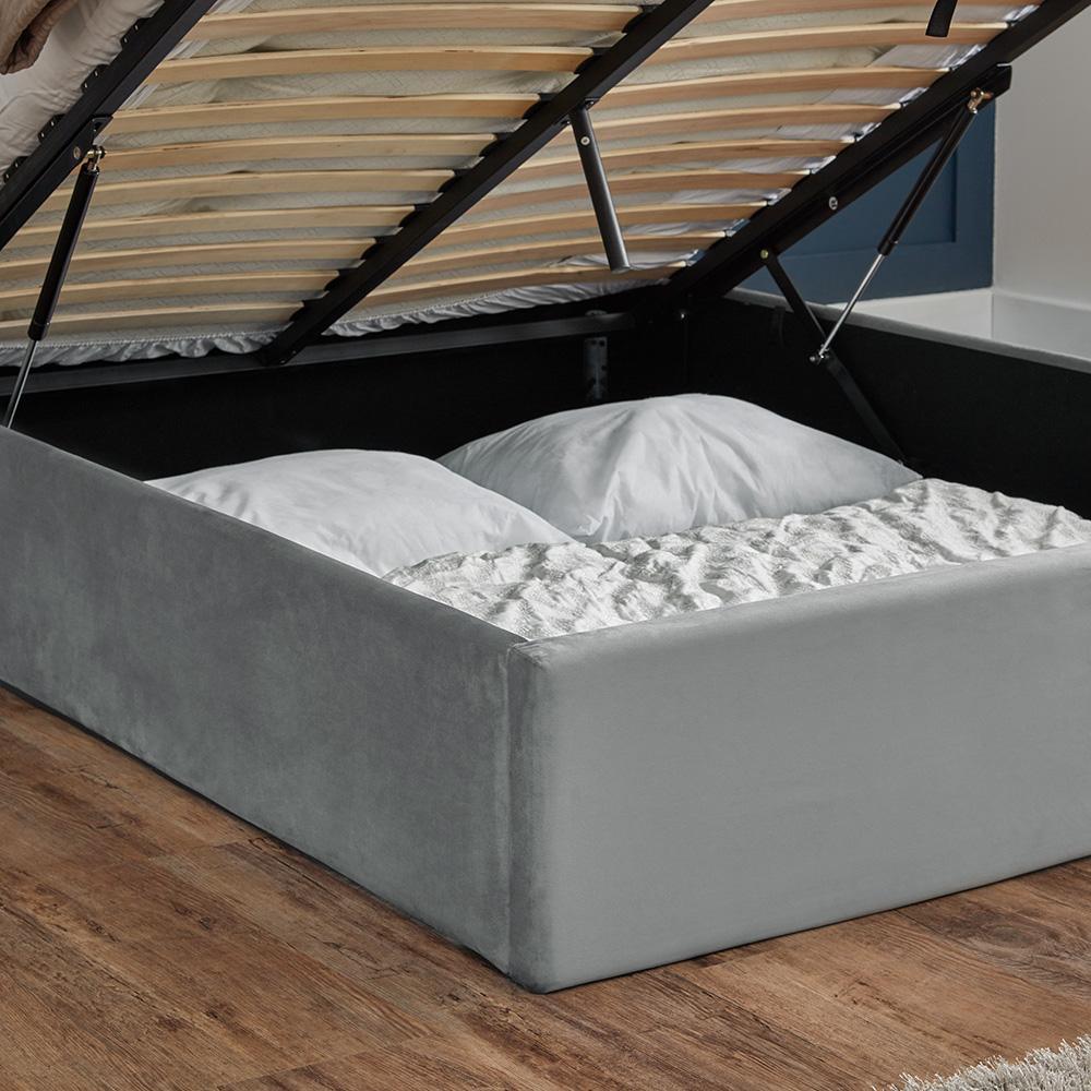 Outlet - Daisy King Size Ottoman Bed - Grey Velvet - Laura James