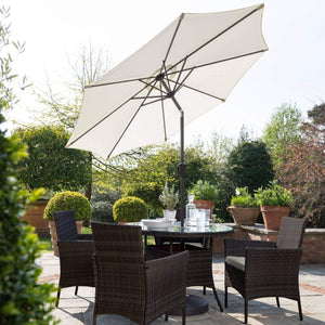 Kemble 4 Seater Rattan Round Dining Set with LED Premium Parasol