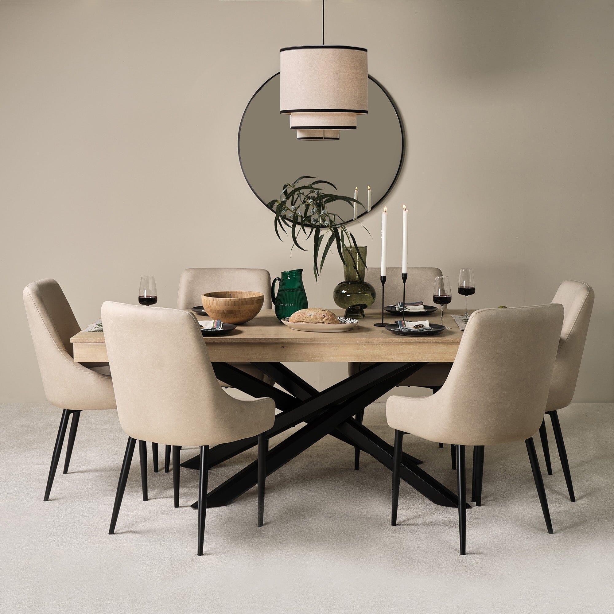 Amelia Wood Whitwash Dining Table with Black Legs - Laura James