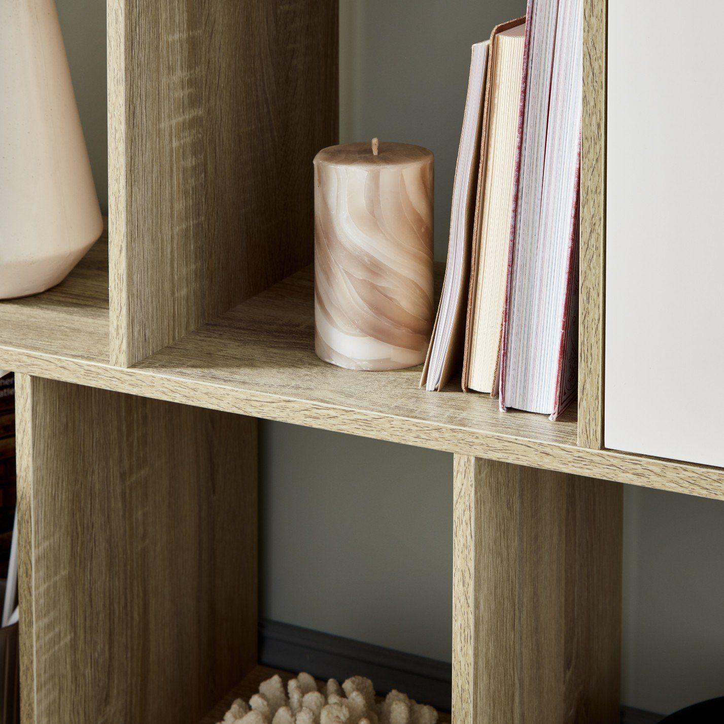 Anderson cube storage unit - Oak effect with white cupboards 