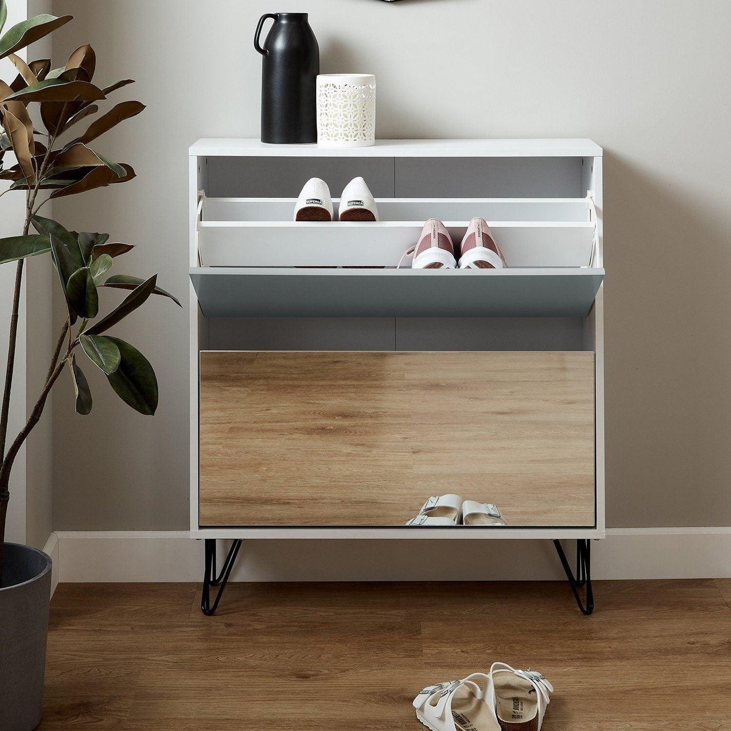 Anderson shoe cabinet - 2 door - white and grey - Laura James