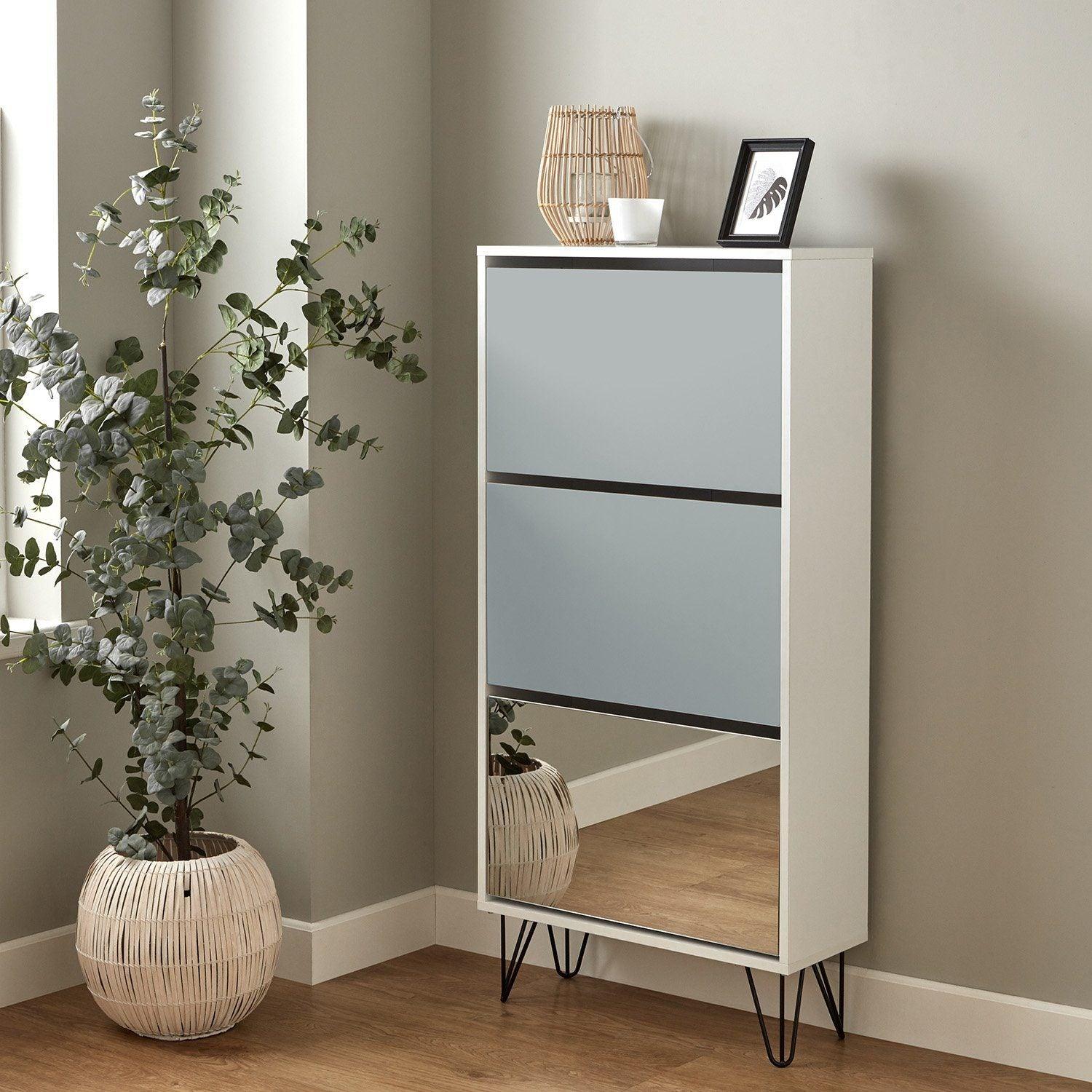 Anderson shoe cabinet - 3 door - white and grey - Laura James