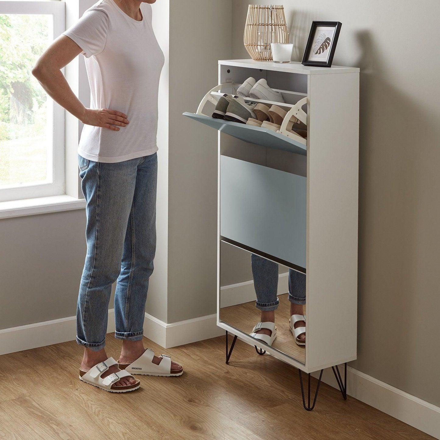 Anderson shoe cabinet - 3 door - white and grey - Laura James