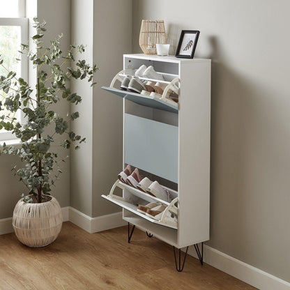 Anderson shoe cabinet - 3 door - white and grey - Laura James