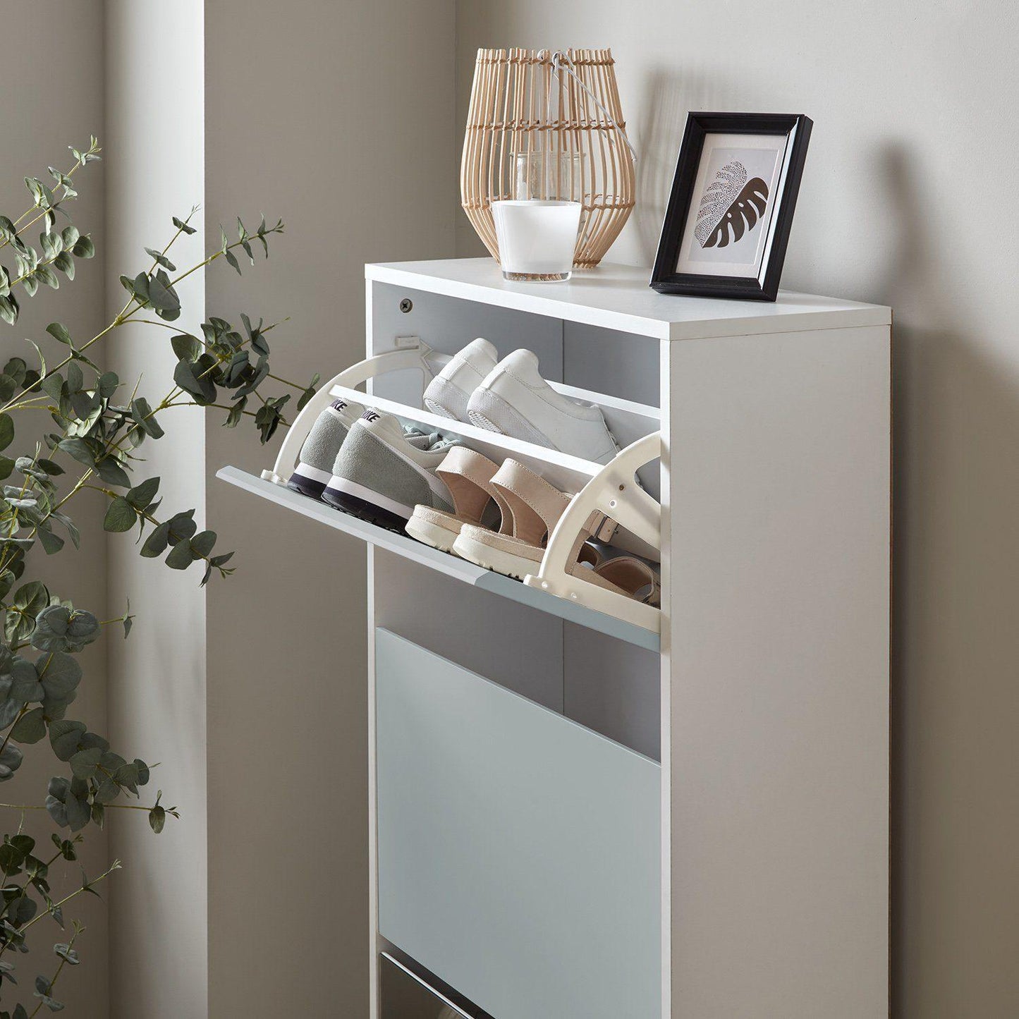 Anderson shoe cabinet - 3 door - white and grey - Laura James