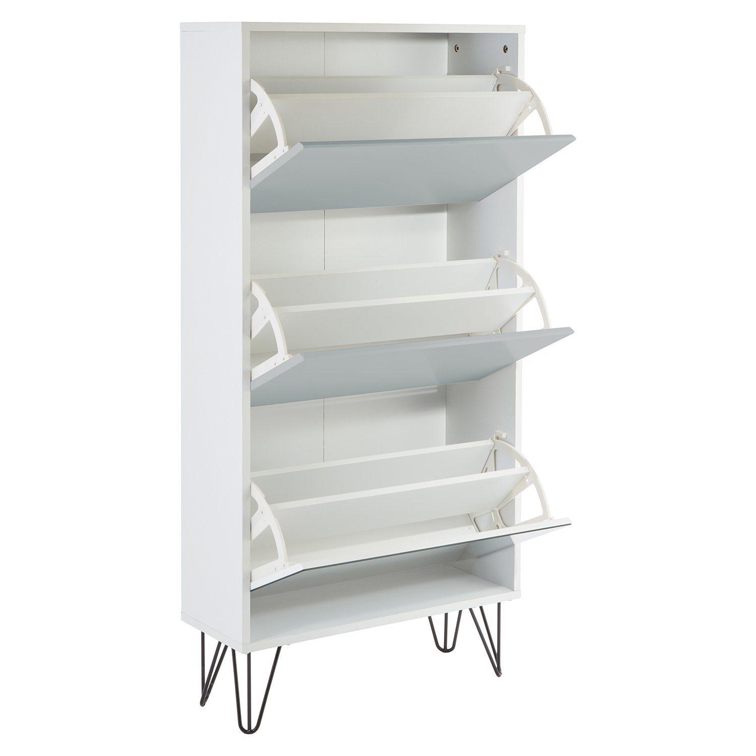 Anderson shoe cabinet - 3 door - white and grey - Laura James