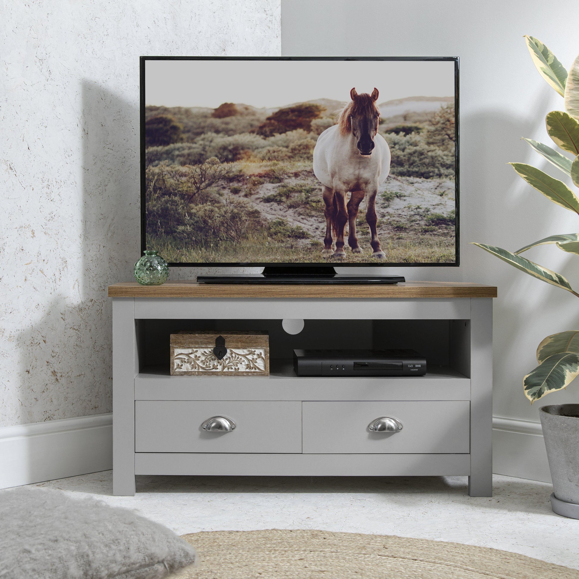 Bampton Grey Corner TV Unit - Laura James