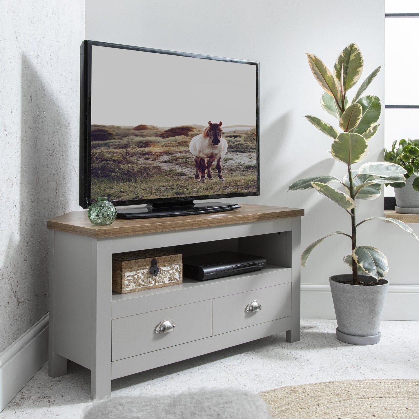 Bampton Grey Corner TV Unit - Laura James