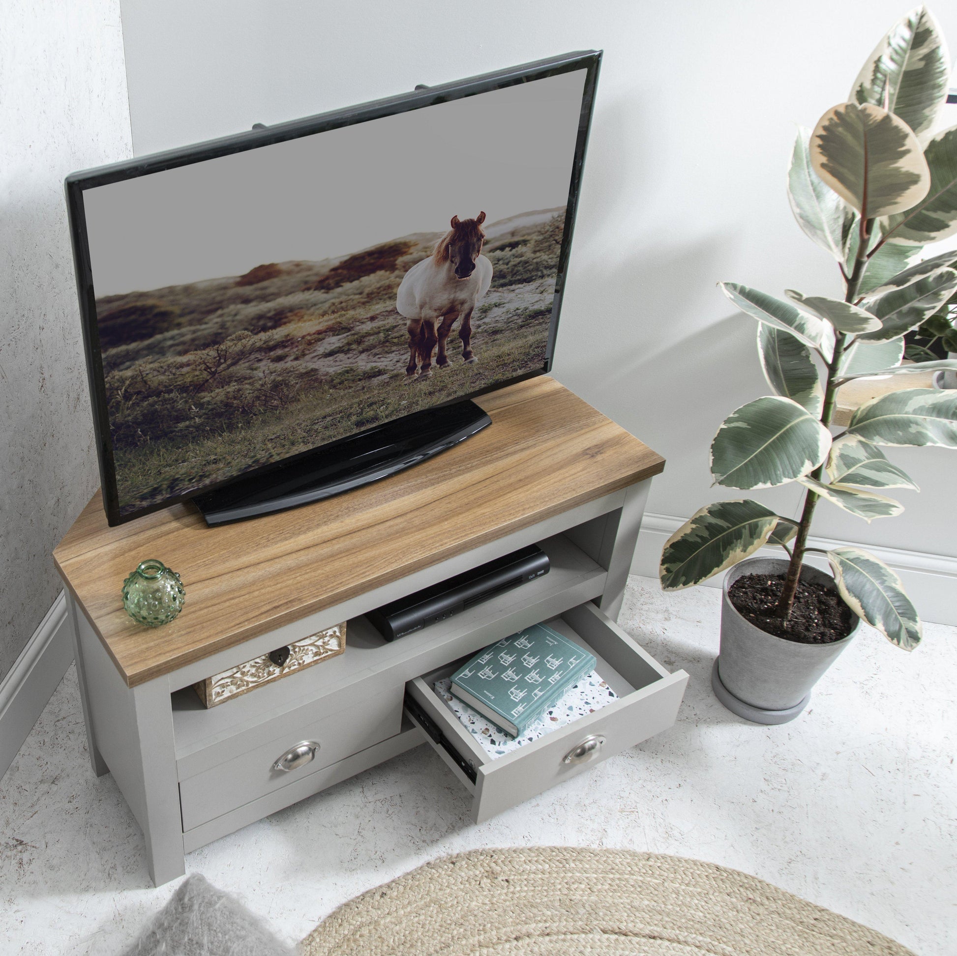 Bampton Grey Corner TV Unit - Laura James