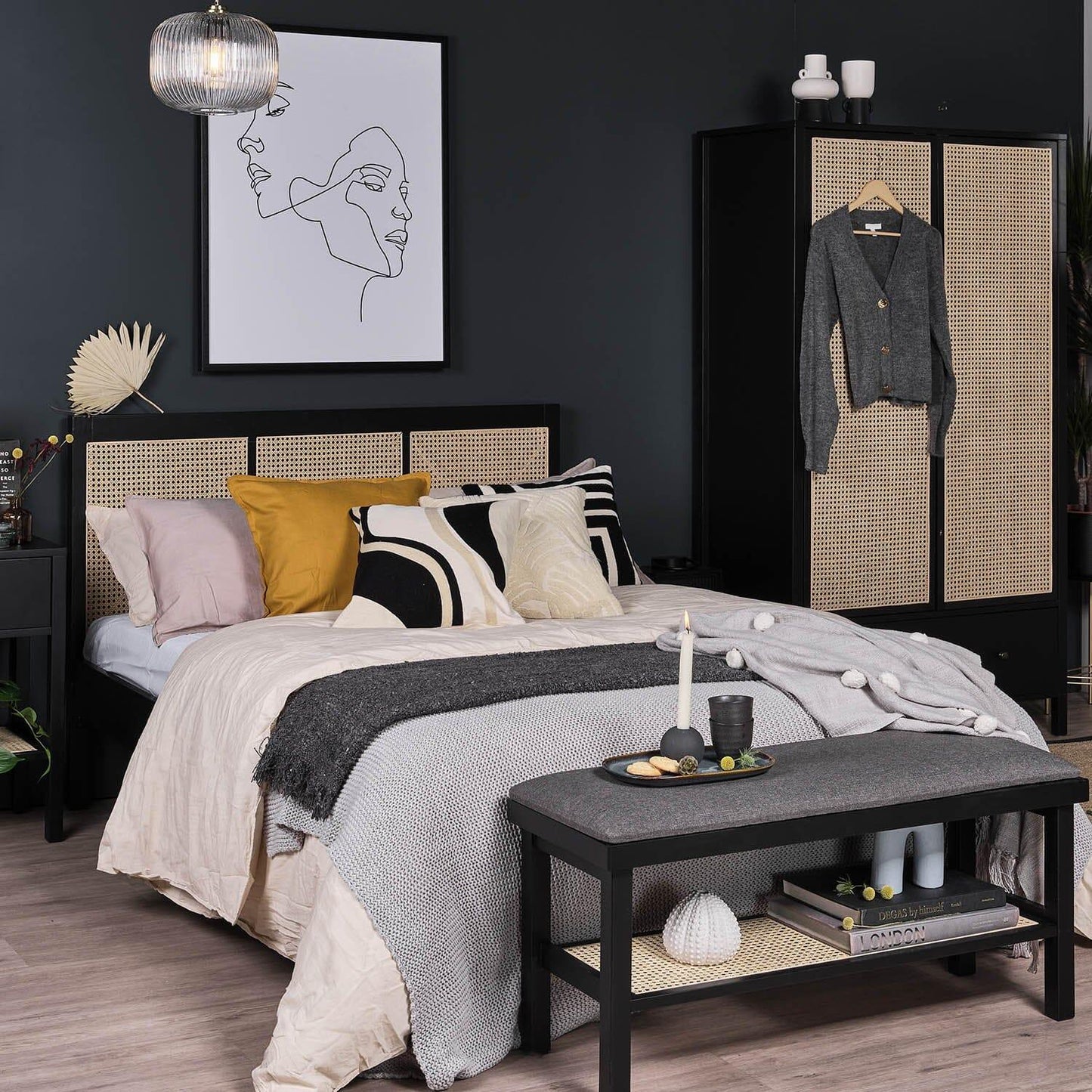 Charlie king size bed frame - black - Laura James