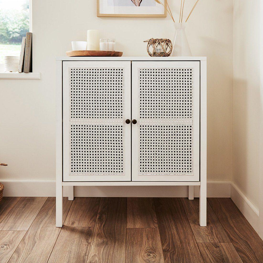 Charlie small sideboard - cane front - white - Laura James