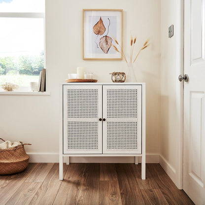 Charlie small sideboard - cane front - white - Laura James