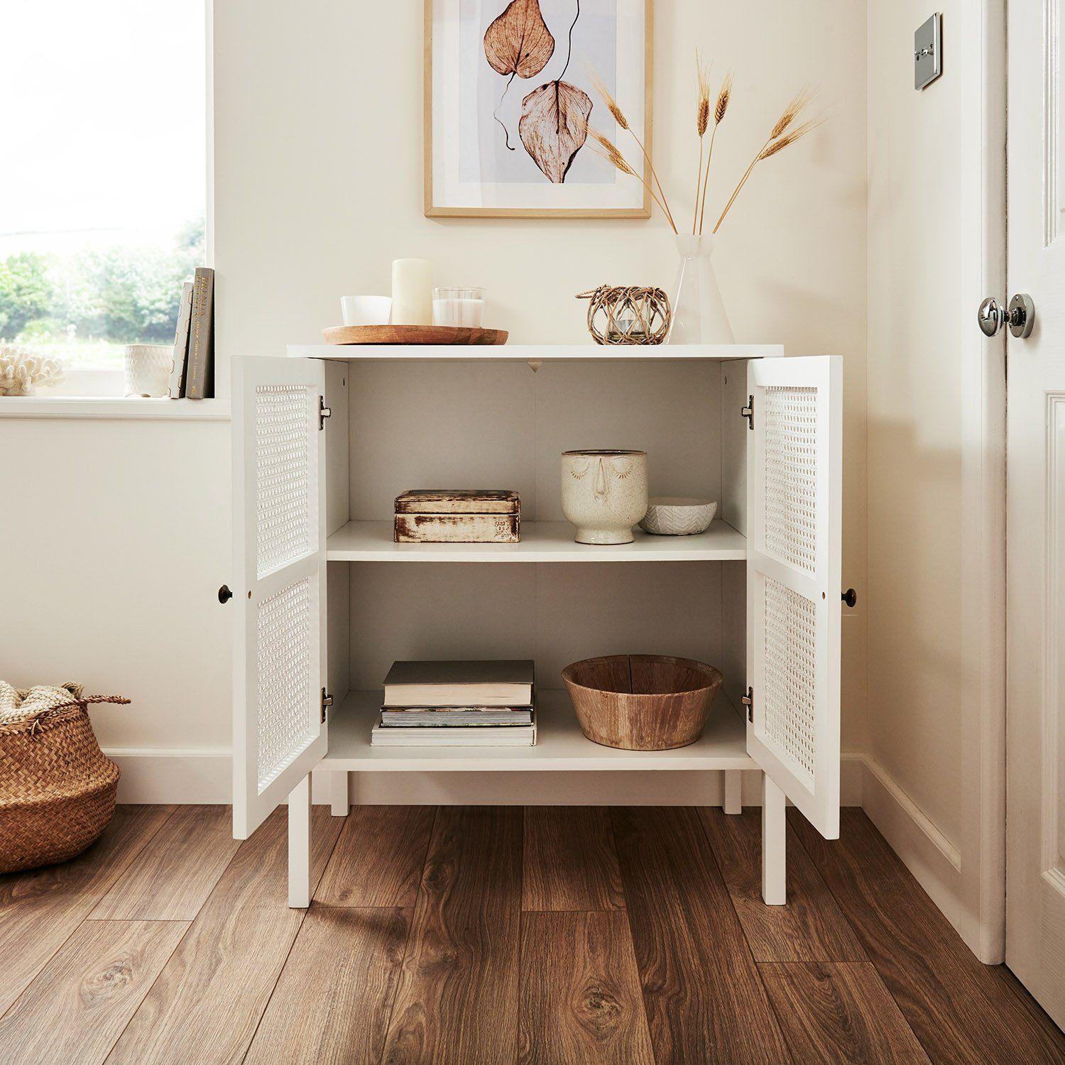 Charlie small sideboard - cane front - white - Laura James