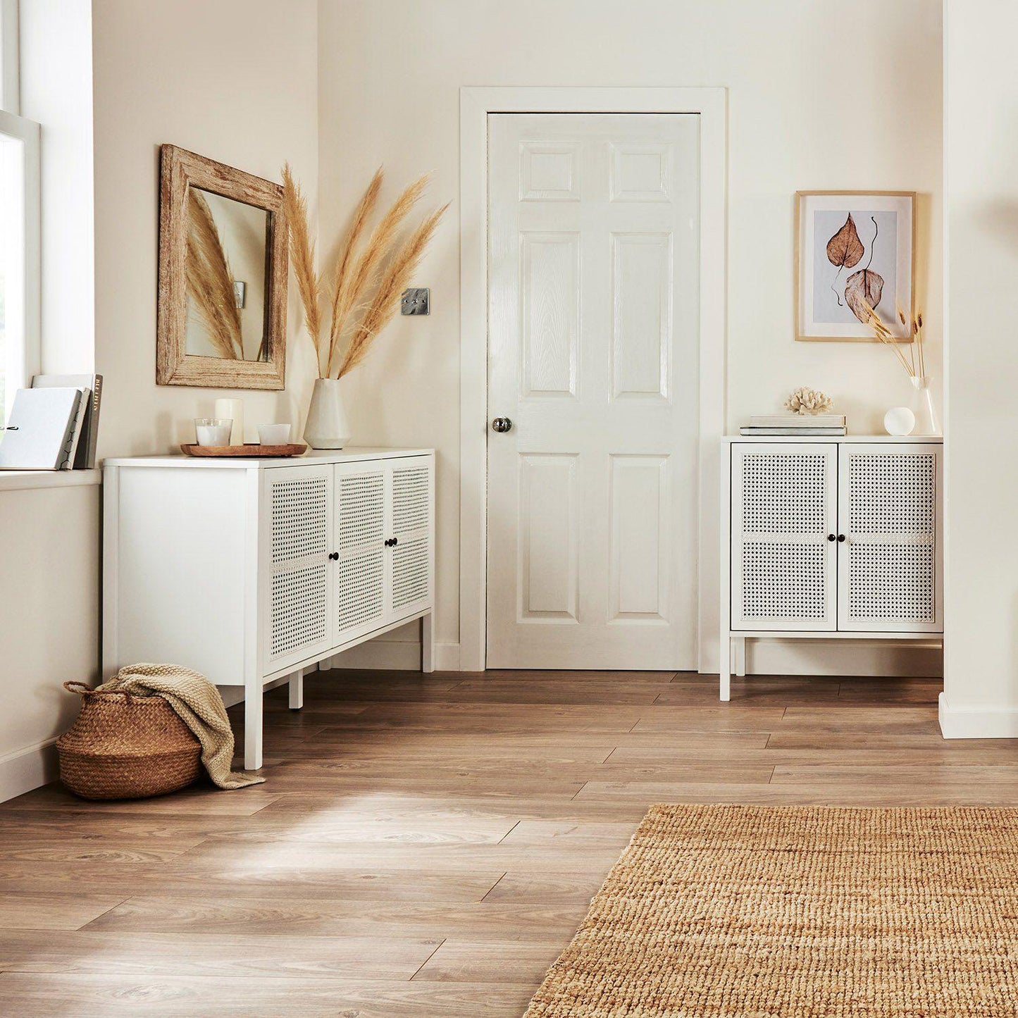 Charlie small sideboard - cane front - white - Laura James