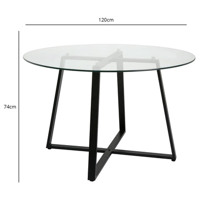 Glass Top Dining Table with Black Frame