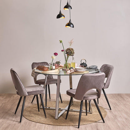 Clara Glass Dining Table with Chrome Legs