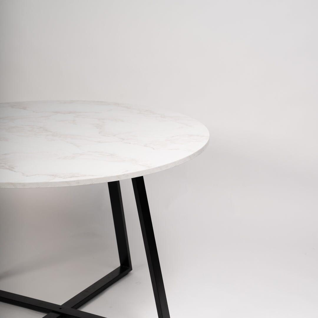 Clara Marble Top Round Dining Table with Black Legs