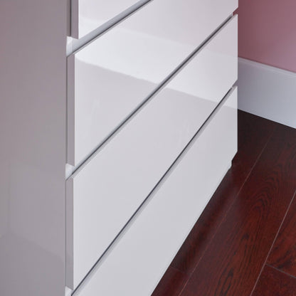 Clemmie high gloss 2 over 3 chest of drawers - white - Laura James