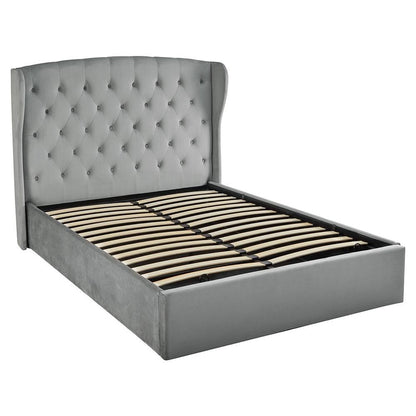 Outlet - Daisy King Size Ottoman Bed - Grey Velvet - Laura James