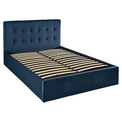 Blue Velvet double ottoman bed and mattress set - Laura James