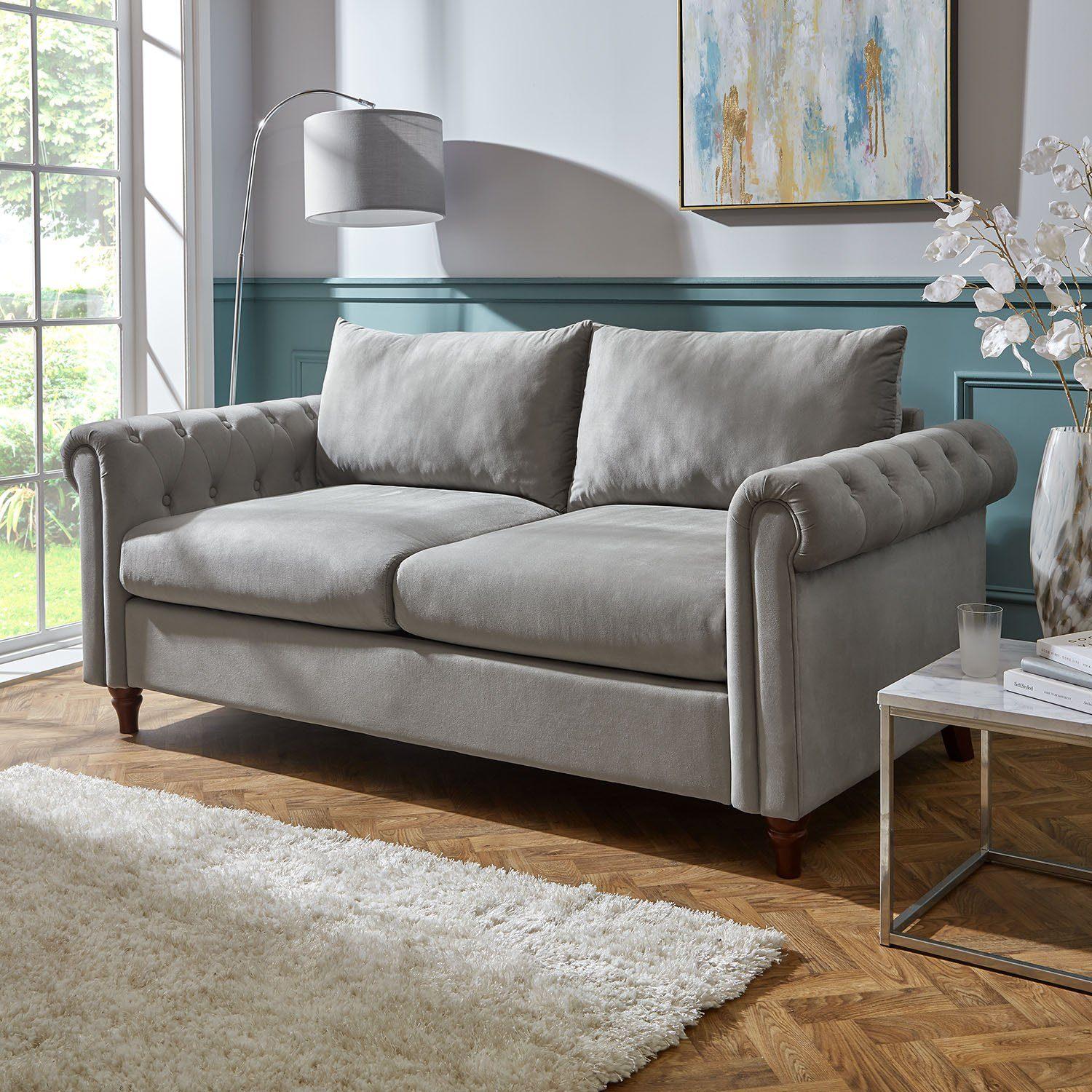 Elodie 2 seater sofa – grey velvet - classic - Laura James