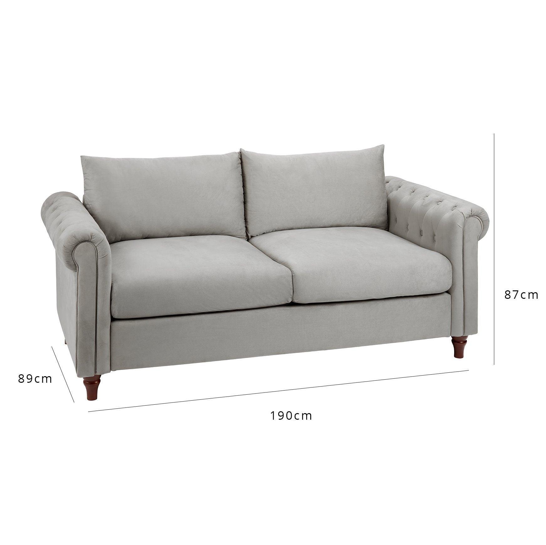 Elodie 2 seater sofa – grey velvet - classic - Laura James