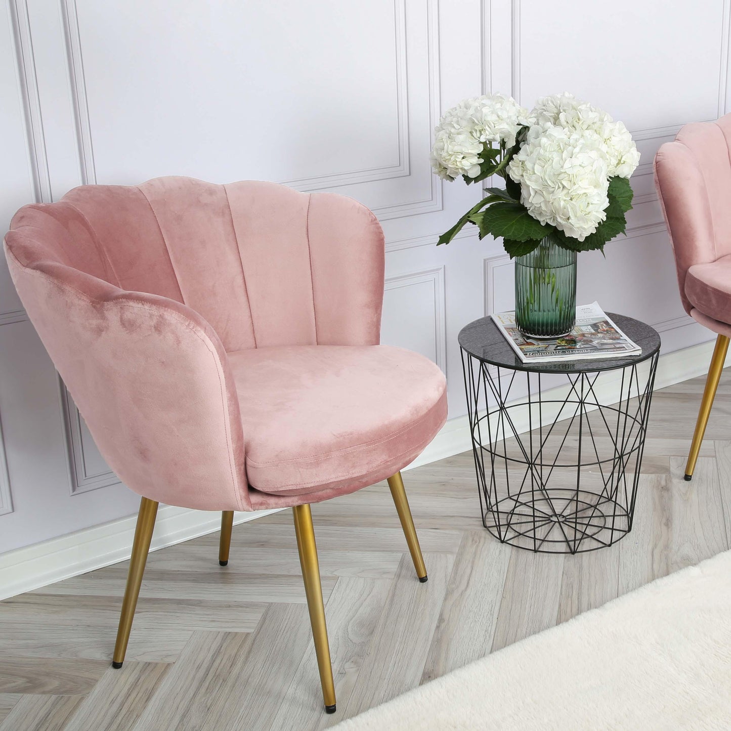 Flora accent chair – scalloped – blush pink - Laura James