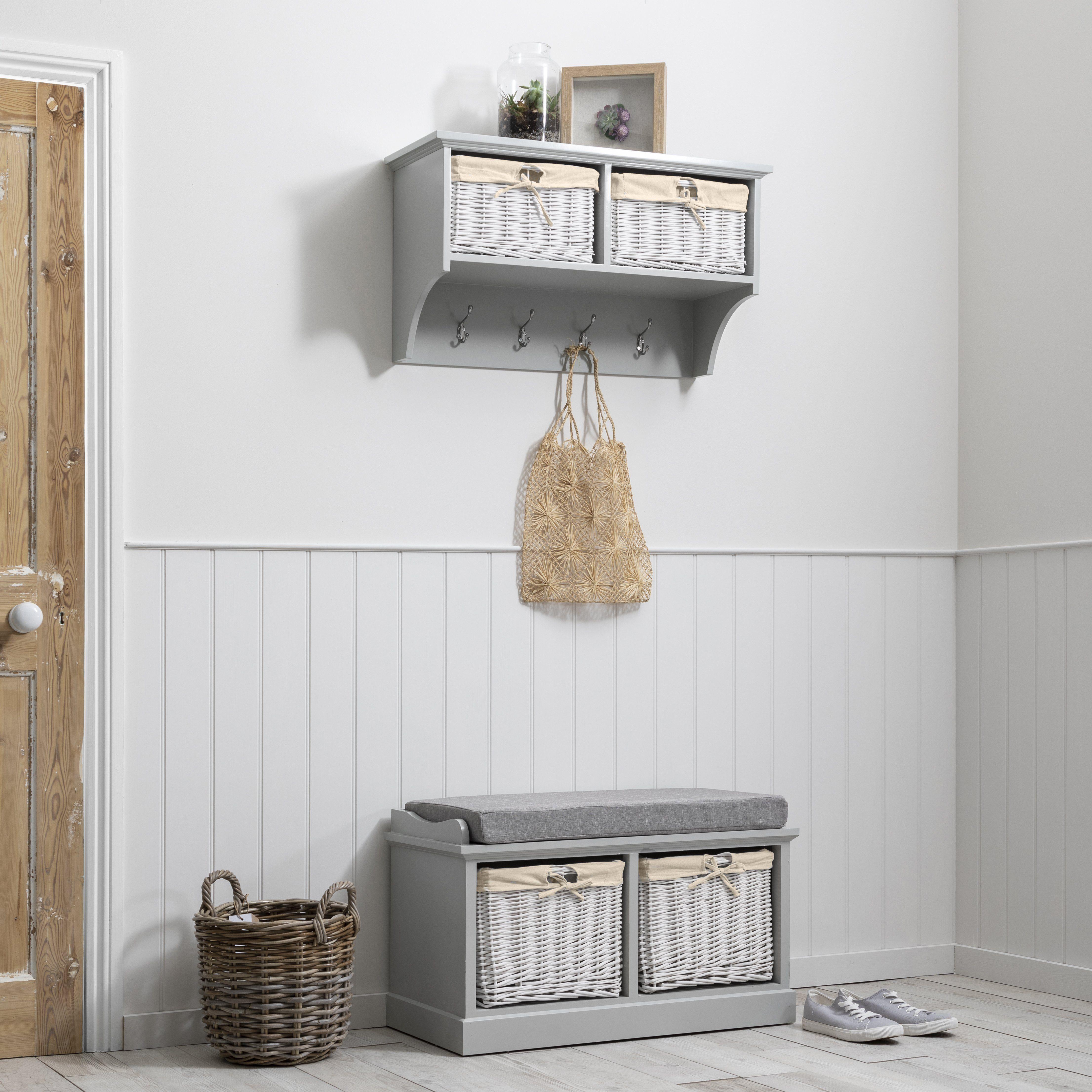 Fyfield Grey Hallway Storage Bench – Laura James