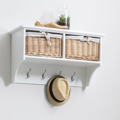 Fyfield White 2 Basket Coat Rack & Bench Set - Laura James