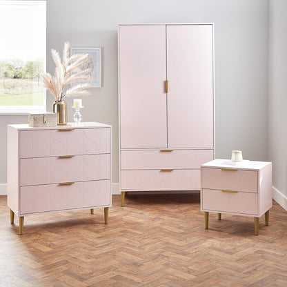 Gloria 3 piece bedroom furniture set - 3 drawer chest of drawers - pale pink - Laura James