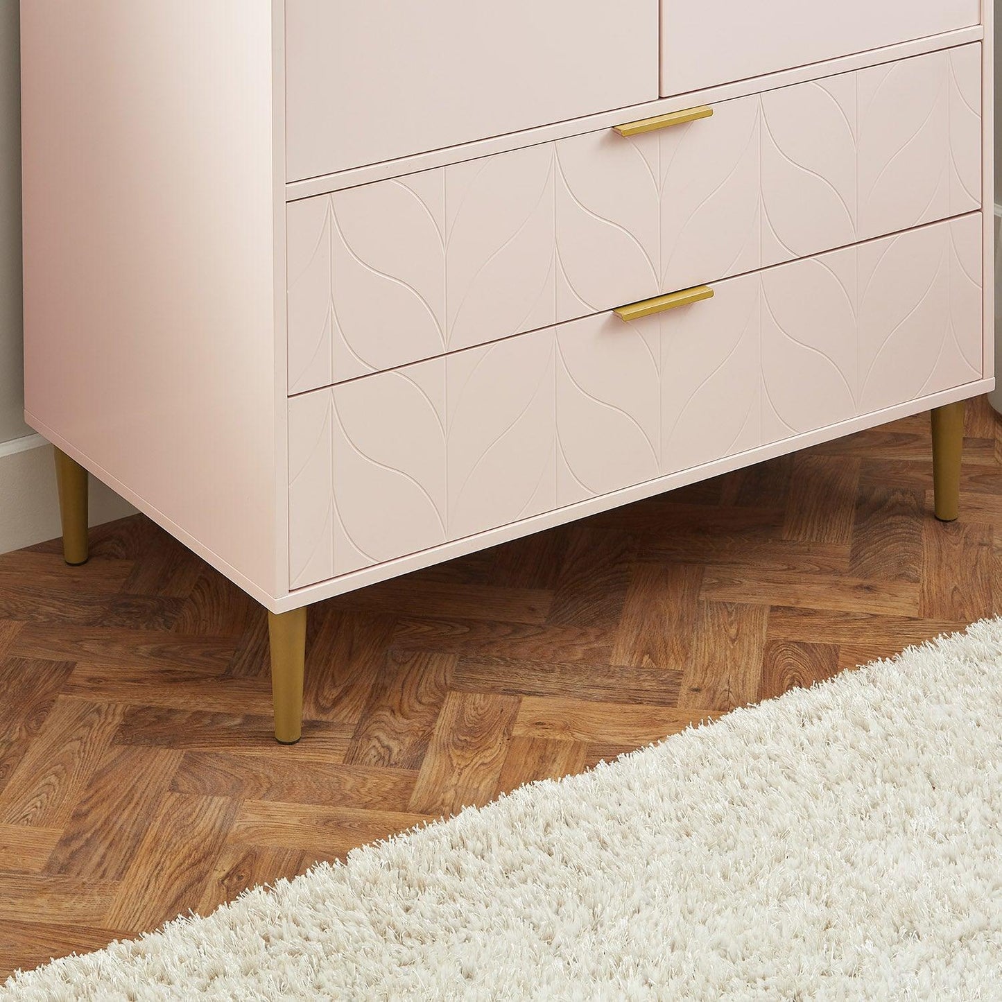 Gloria 3 piece bedroom furniture set - 3 drawer chest of drawers - pale pink - Laura James