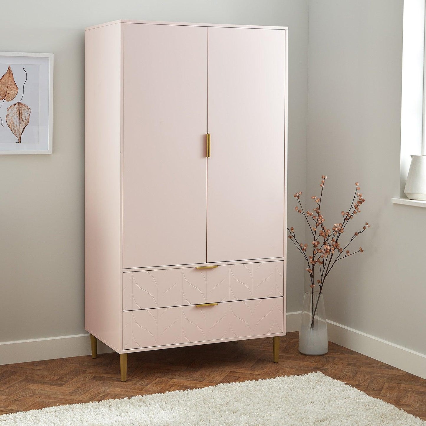 Gloria 3 piece bedroom furniture set - 3 drawer chest of drawers - pale pink - Laura James