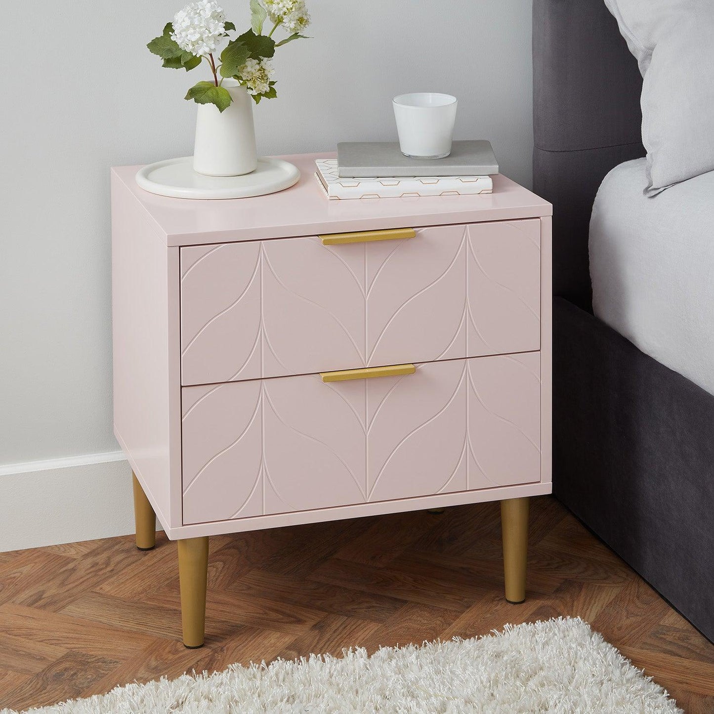 Gloria 3 piece bedroom furniture set - 3 drawer chest of drawers - pale pink - Laura James