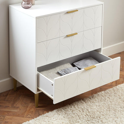 Gloria 4 piece bedroom furniture set - 3 drawer chest of drawers - white - Laura James